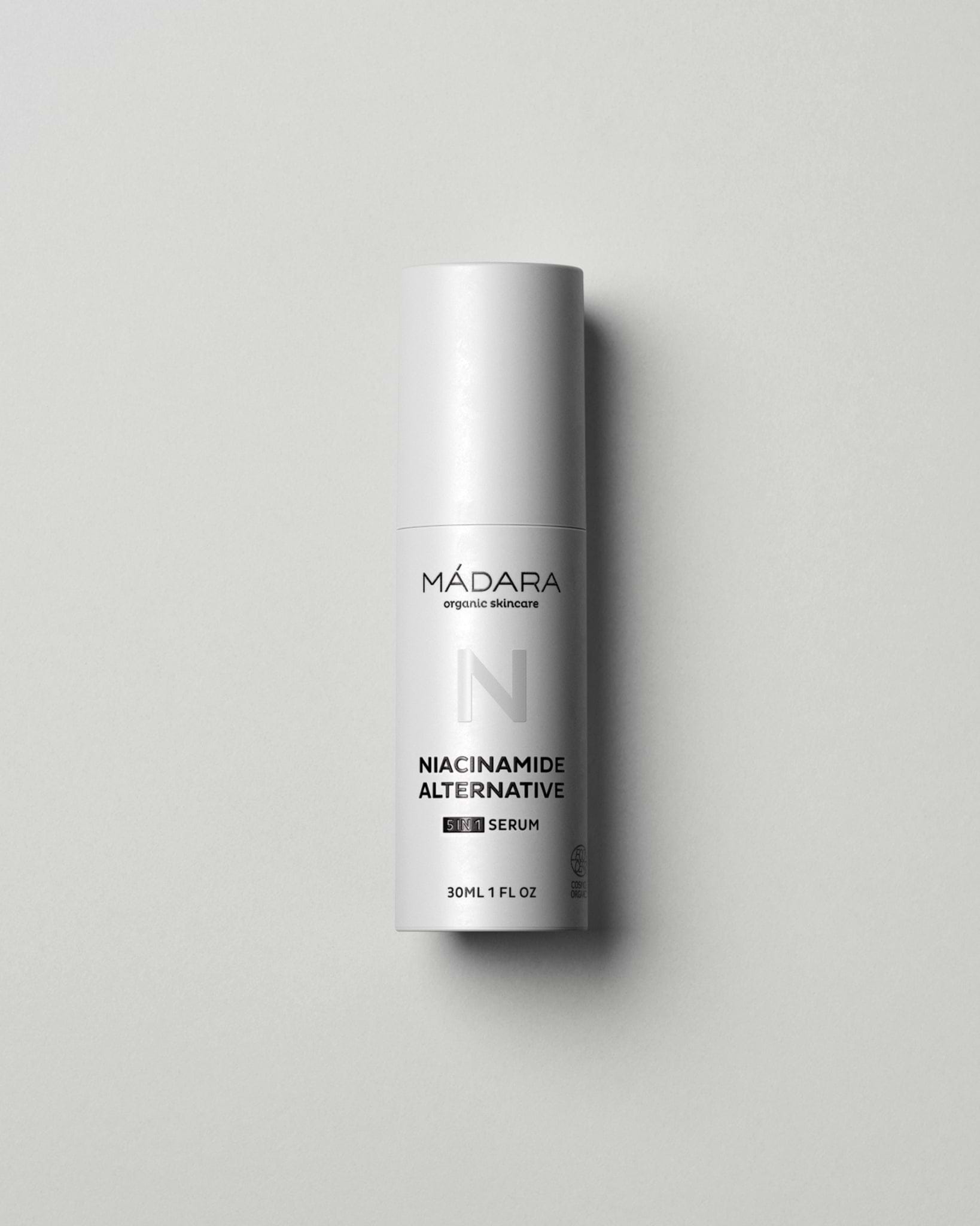 MÁDARA Organic Skincare niacinamide alternative 5 in 1 serum A2223 serum product photo on plain background.