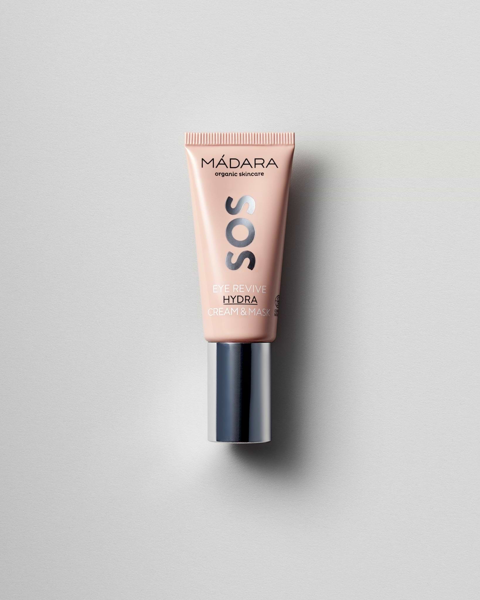 MÁDARA Organic Skincare eye revive hydra cream and mask A3031 face cream product photo on plain background.