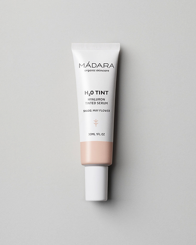 MÁDARA Organic Skincare hyaluron tinted serum may flower A3511 serum product photo on plain background.