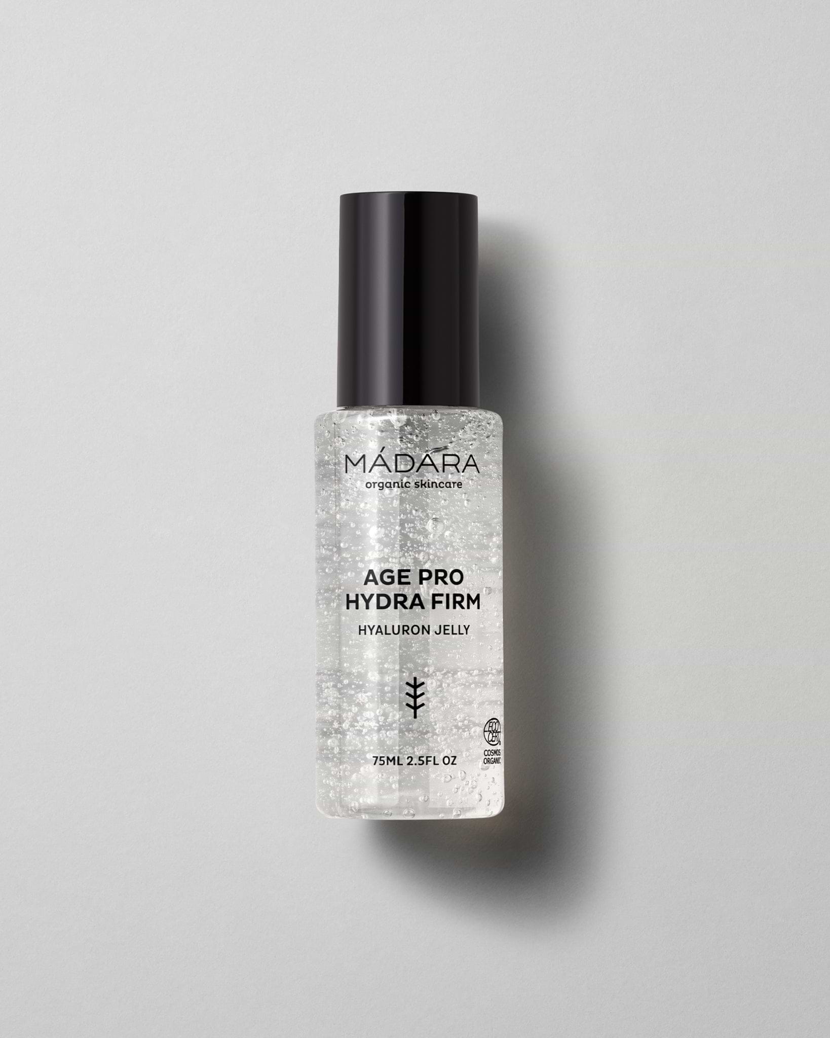 MÁDARA Organic Skincare hydra firm hyaluron jelly A3342 gel moisturizer product photo on plain background.