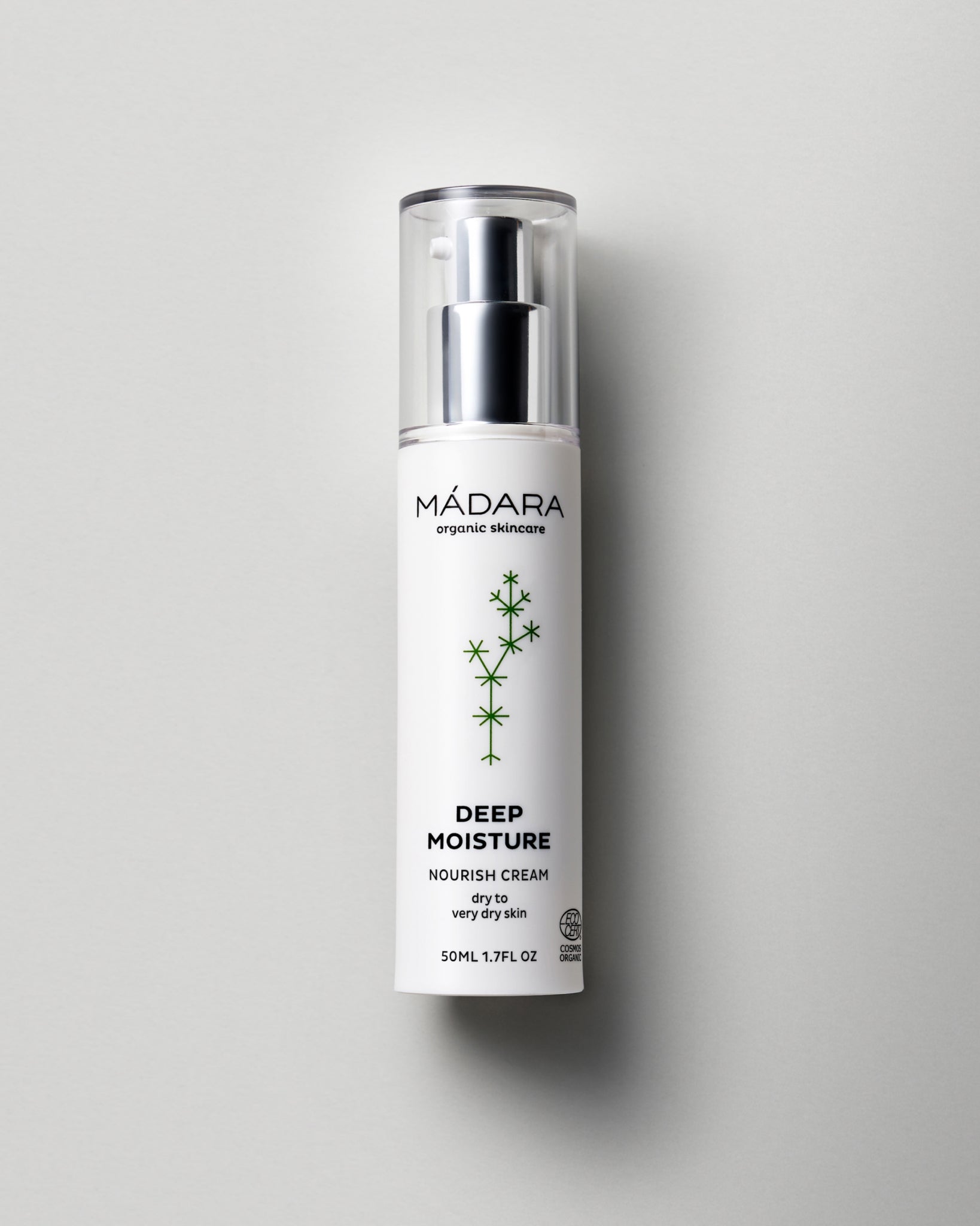 MÁDARA Organic Skincare deep moisture cream A2221 face cream product photo on plain background.