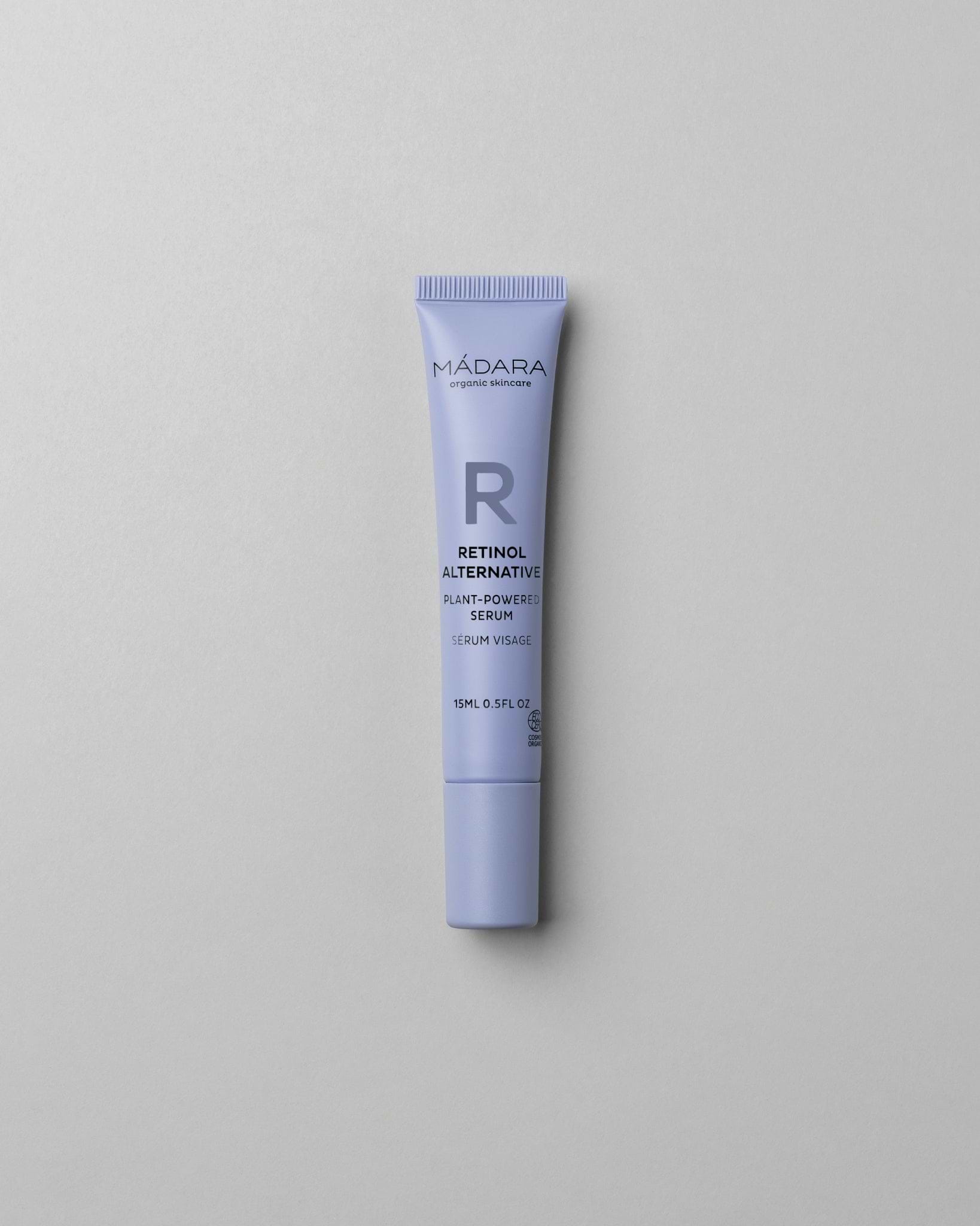 MÁDARA Organic Skincare plant powered serum travel size SM3185 15 serum product photo on plain background.
