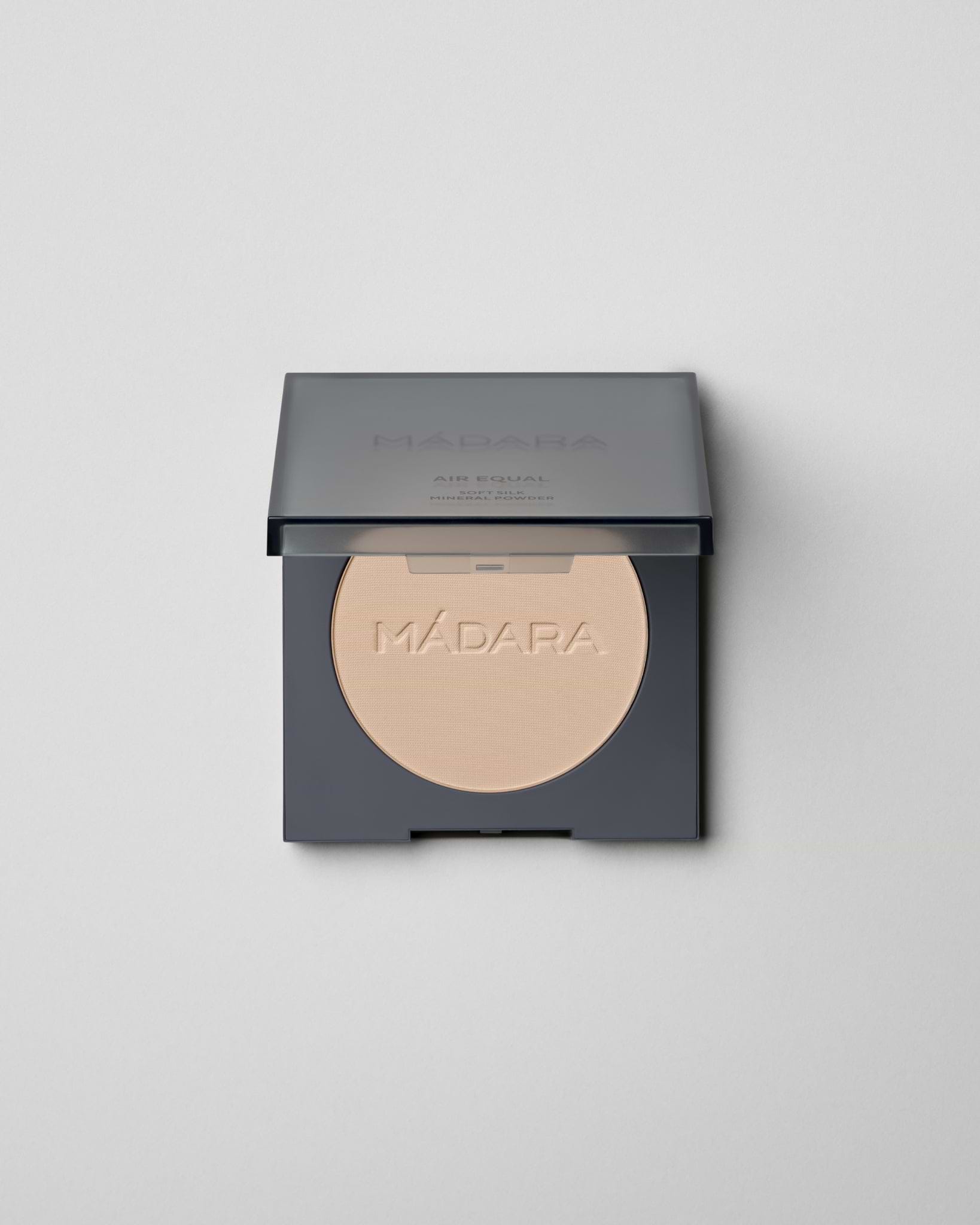 MÁDARA Organic Skincare soft silk mineral powder beige A6802 product photo on plain background.
