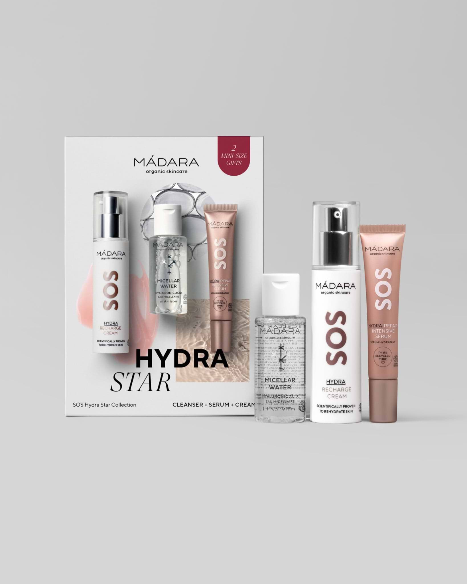 MÁDARA Organic Skincare sos hydra star collection A0034 product photo on plain background.