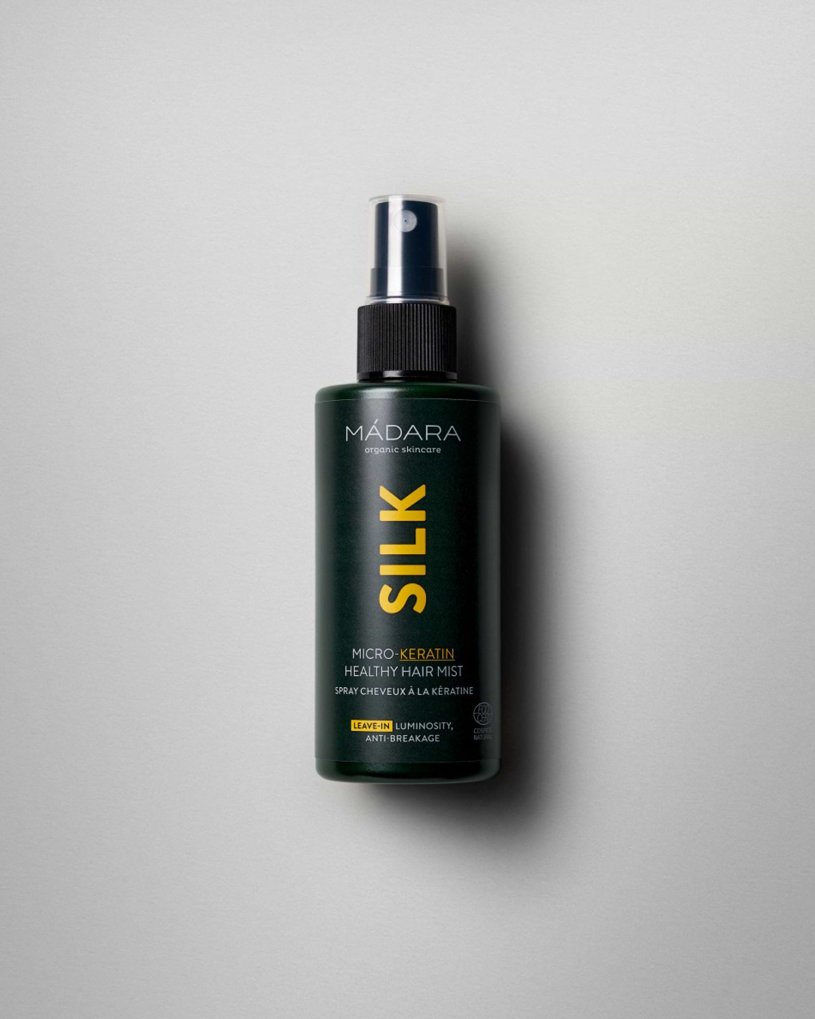 MÁDARA Organic Skincare micro keratin healthy hair mist A4061 face mist product photo on plain background.