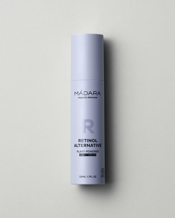 MÁDARA Organic Skincare plant powered night cream A3172 face cream product photo on plain background.