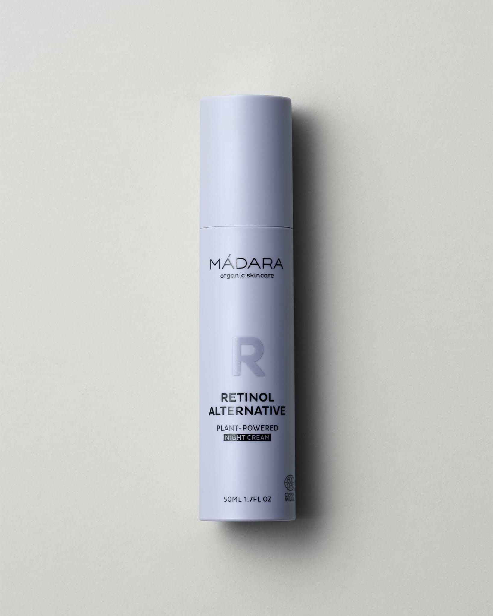 MÁDARA Organic Skincare plant powered night cream A3172 face cream product photo on plain background.