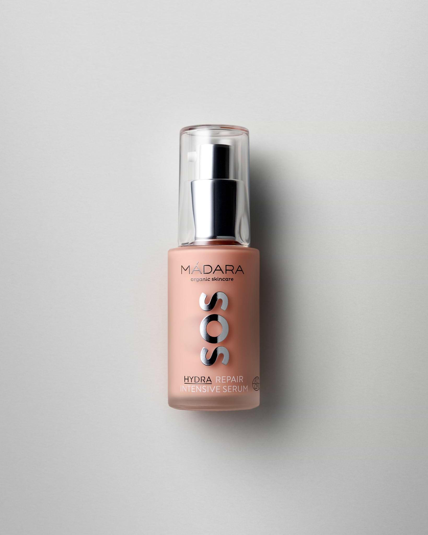 MÁDARA Organic Skincare sos hydra repair intensive serum A3021 serum product photo on plain background.