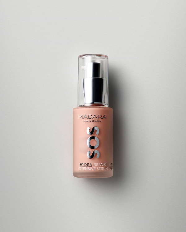 MÁDARA Organic Skincare sos hydra repair intensive serum A3021 serum product photo on plain background.