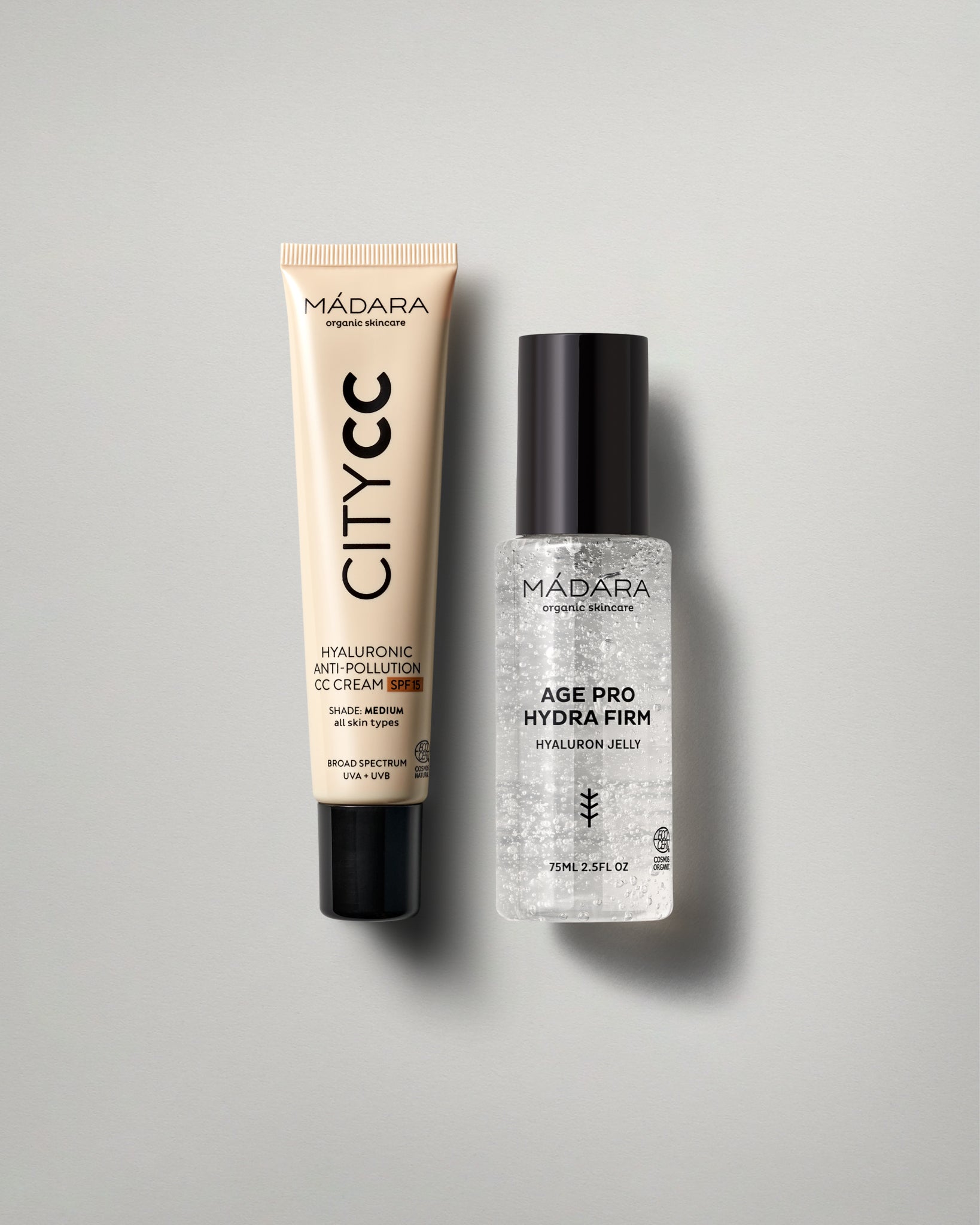 Madara Hyaluronic Anti Pollution CC Cream Medium and Age Pro Hyaluron Jelly