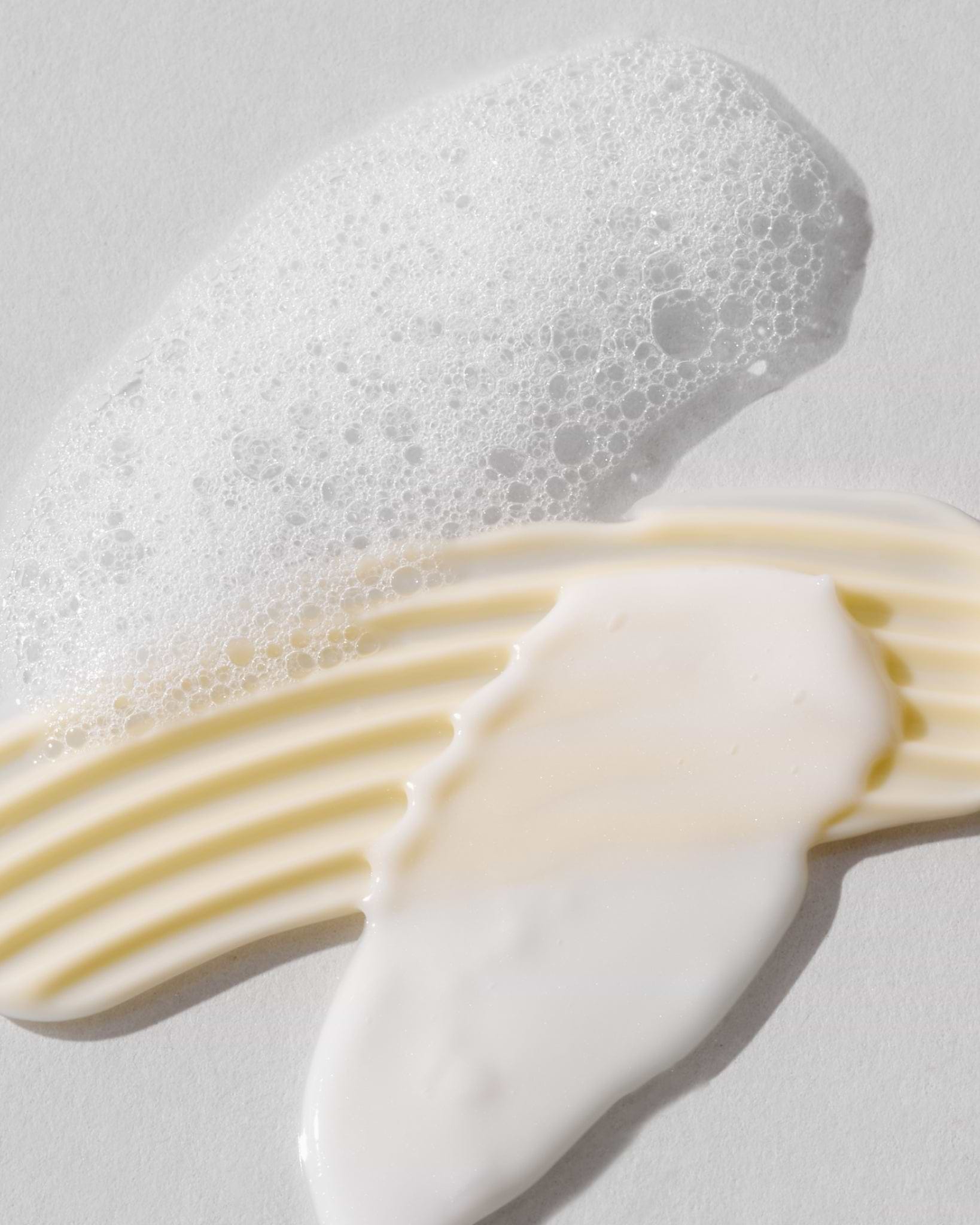 Texture close-up of MÁDARA Organic Skincare deeper than skin textures A0001 �swatch demonstrates consistency and finish.