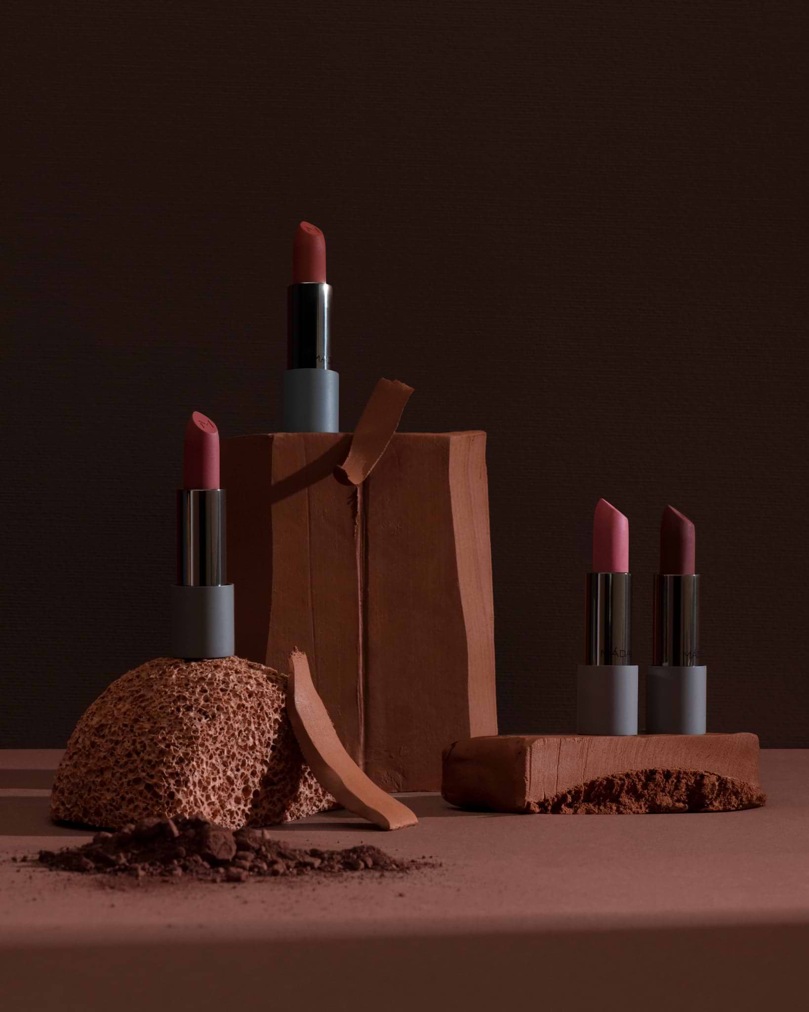 MÁDARA Organic Skincare matte cream lipstick shades A6302 face cream product photo on plain background.