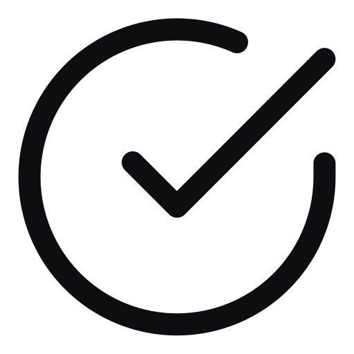 Black checkmark symbol on a white background