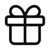 Black outline of a gift box with a bow on a transparent background
