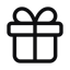 Black outline of a gift box with a bow on a transparent background