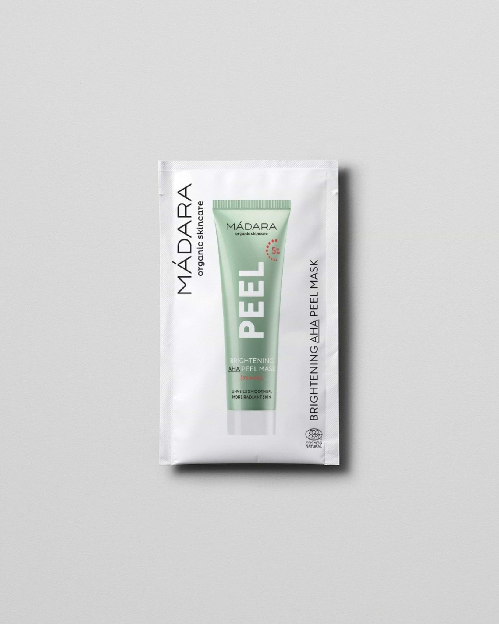 MÁDARA Organic Skincare brightening aha peel mask 5ml SC2101 5 face mask product photo on plain background.