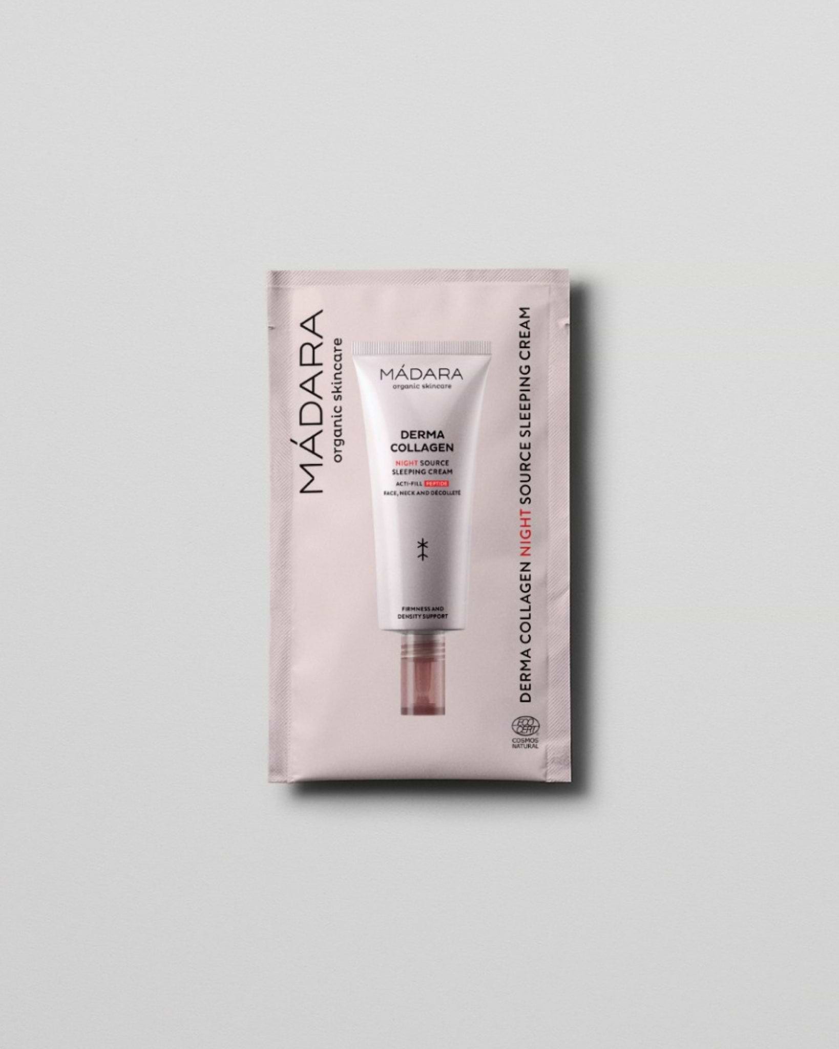 MÁDARA Organic Skincare derma collagen night source sleeping cream 2ml SC3062 2 face cream product photo on plain background.