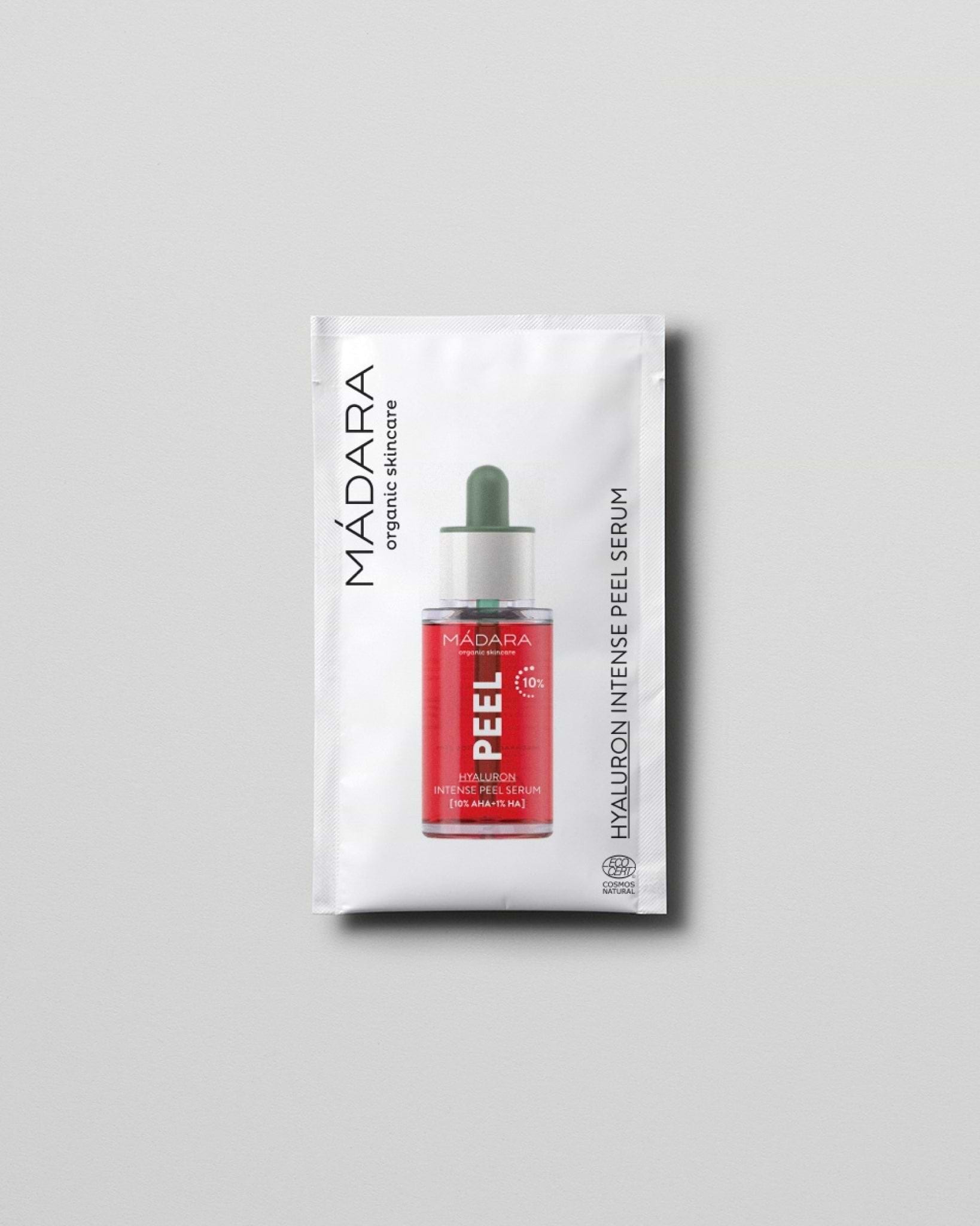 MÁDARA Organic Skincare hyaluron intense peel serum 2ml SC2104 2 serum product photo on plain background.