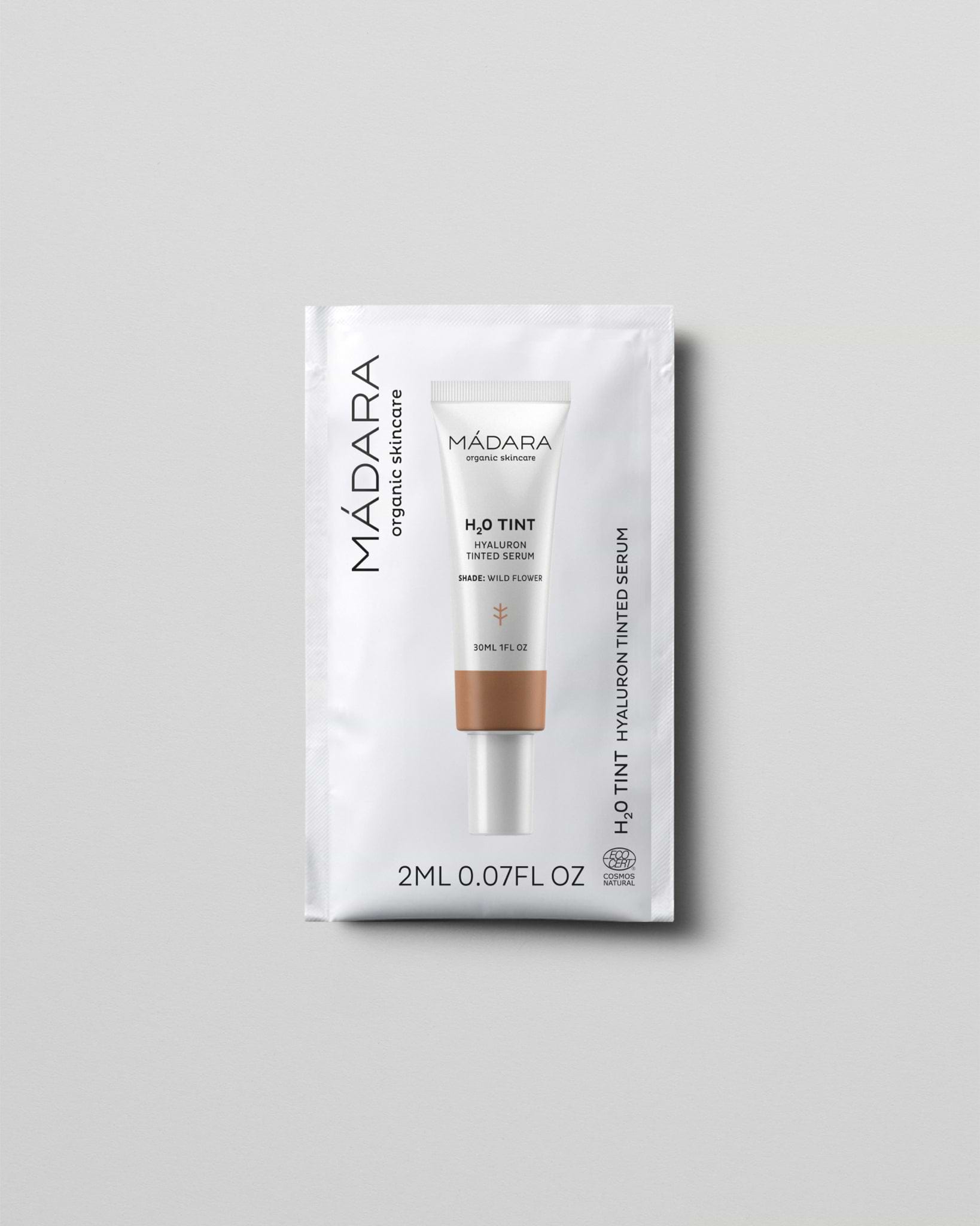 MÁDARA Organic Skincare hyaluron tinted serum wild flower 2ml SC3514 2 serum product photo on plain background.
