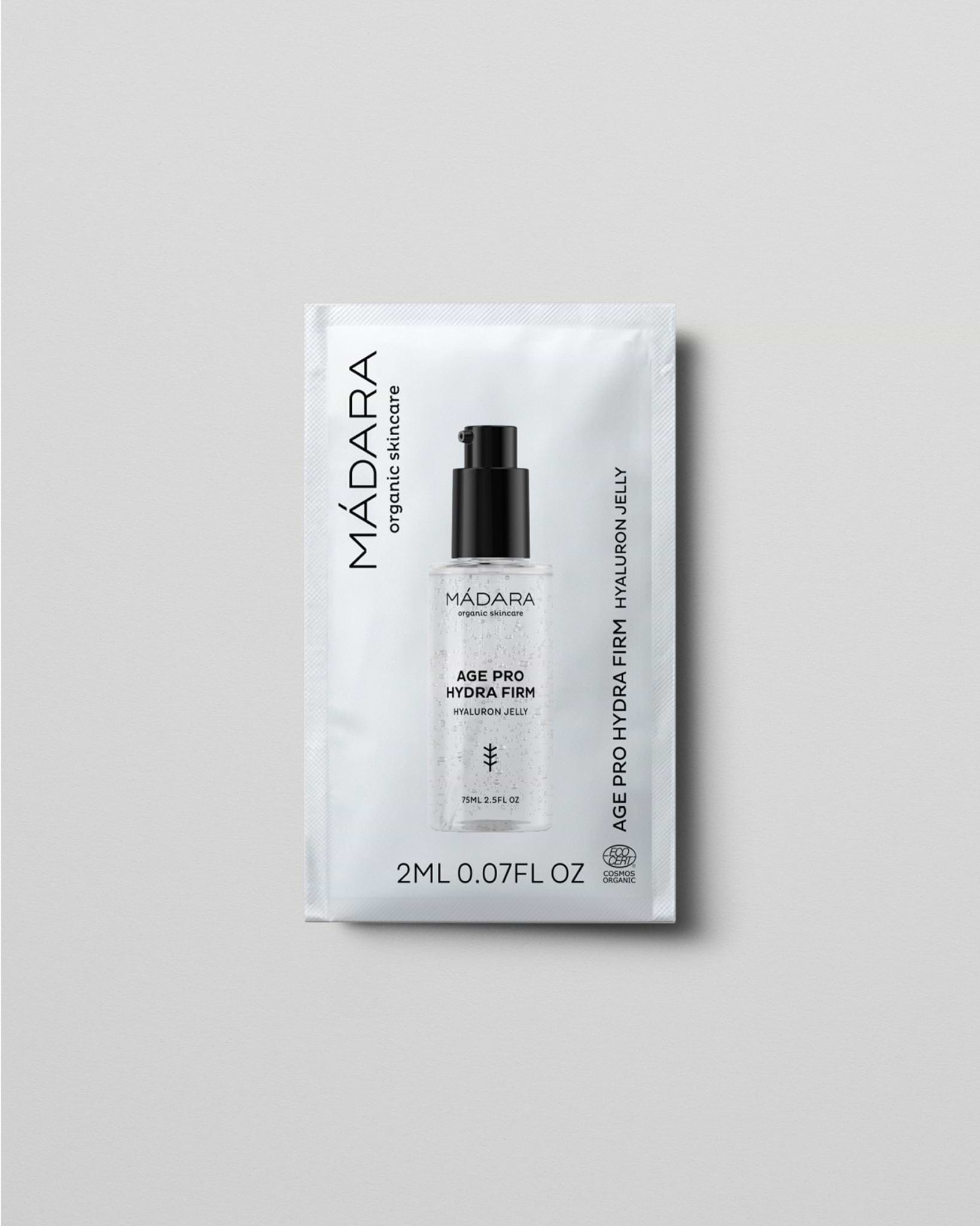MÁDARA Organic Skincare hydra firm hyaluron jelly 2ml sample SC3342 2 gel moisturizer product photo on plain background.