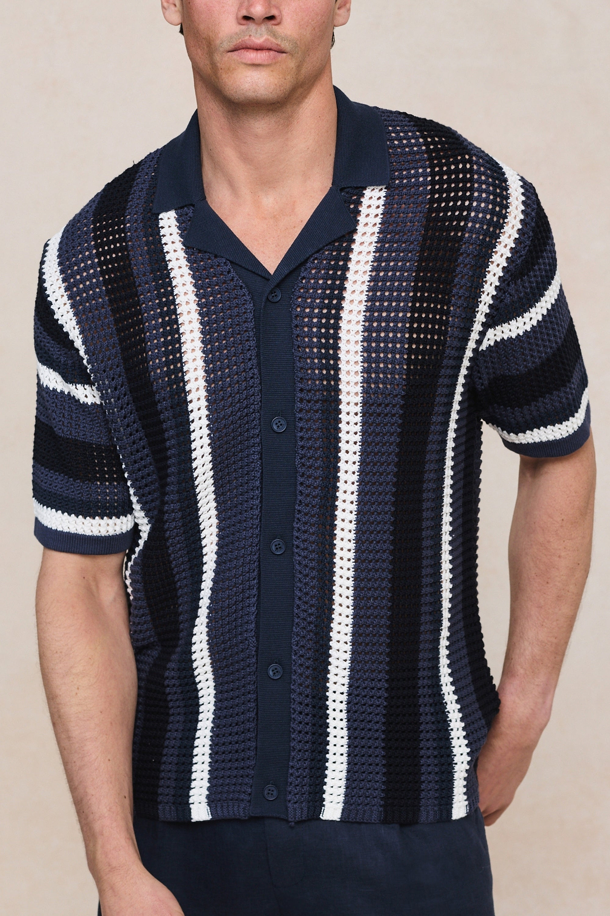 Dell'Amore gehaakt gebreid shirt - Marineblauw