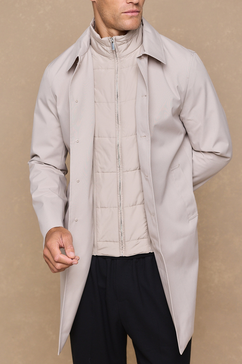 Portico trenchcoat met afneembaar inzetstuk - Steen