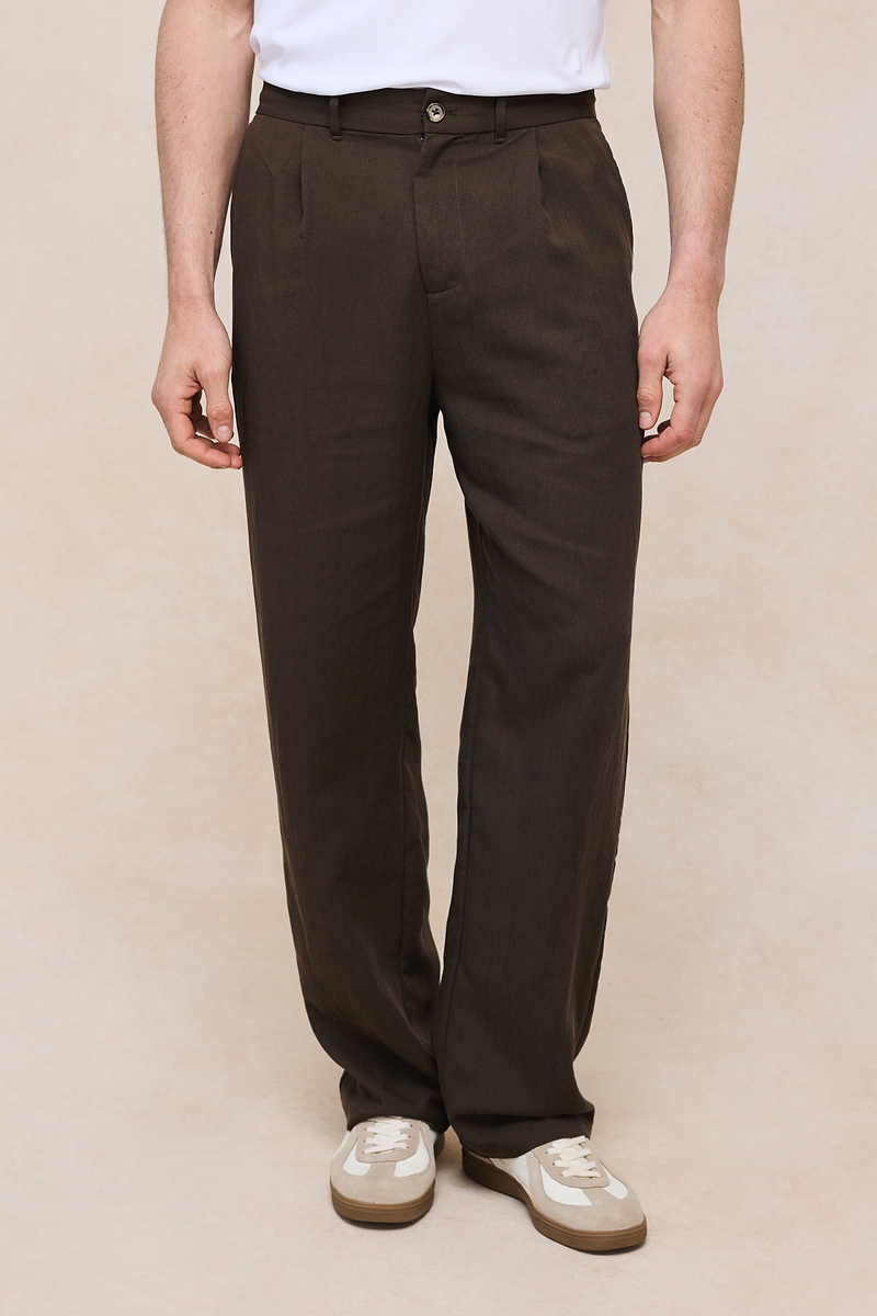 Helio geplooide relaxte broek - bruin