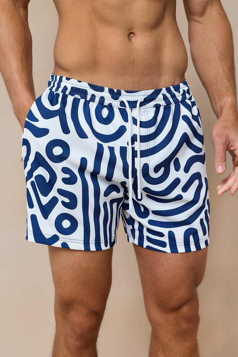 Azzurre Art zwembroek - Blauw/Wit