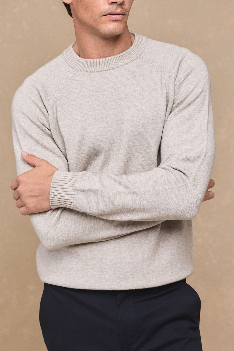 Lando Strickpullover mit Rundhalsausschnitt - Haferflocken 