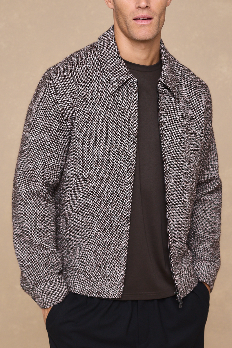 Bjorn Zip Through Blouson - Brown Multi