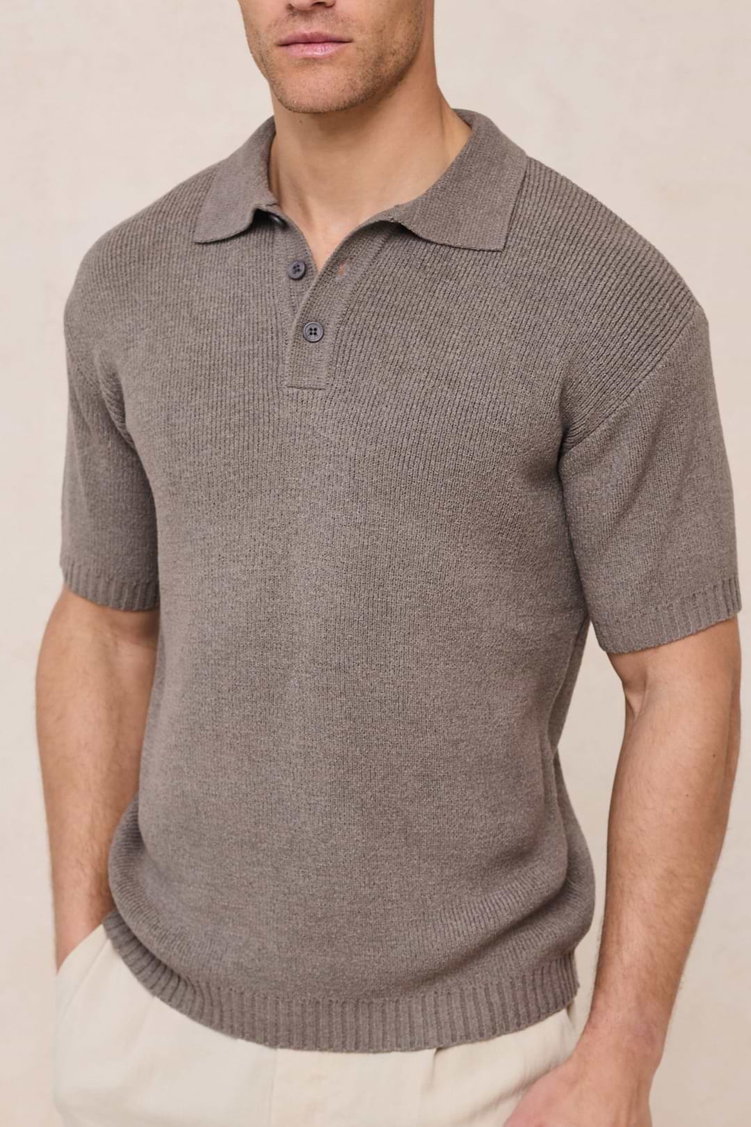 Frattina Crochet Cotton Knit Polo - Sage