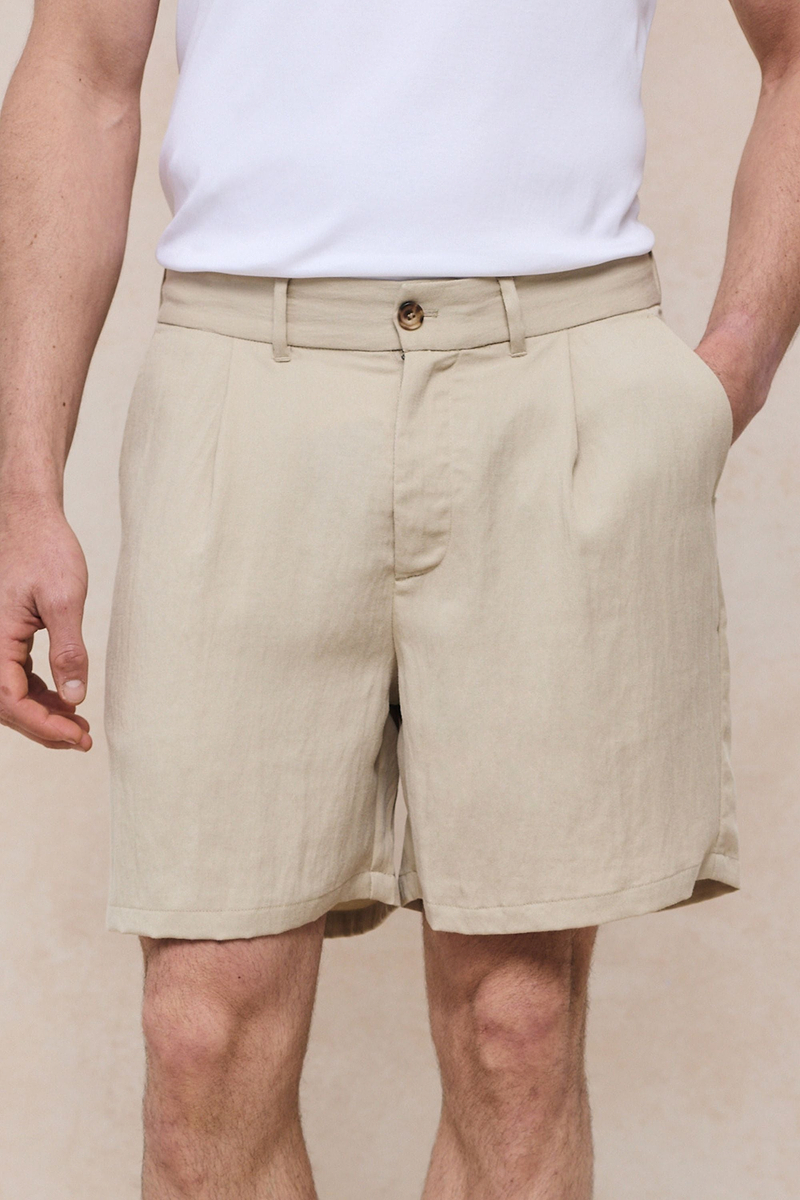 Caio Fluid Twill Short - Beige