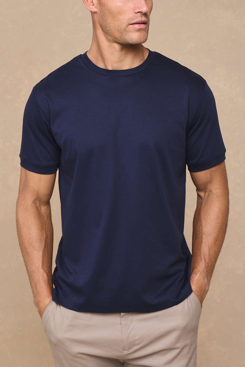 Luxe Mercerised T-Shirt - Navy