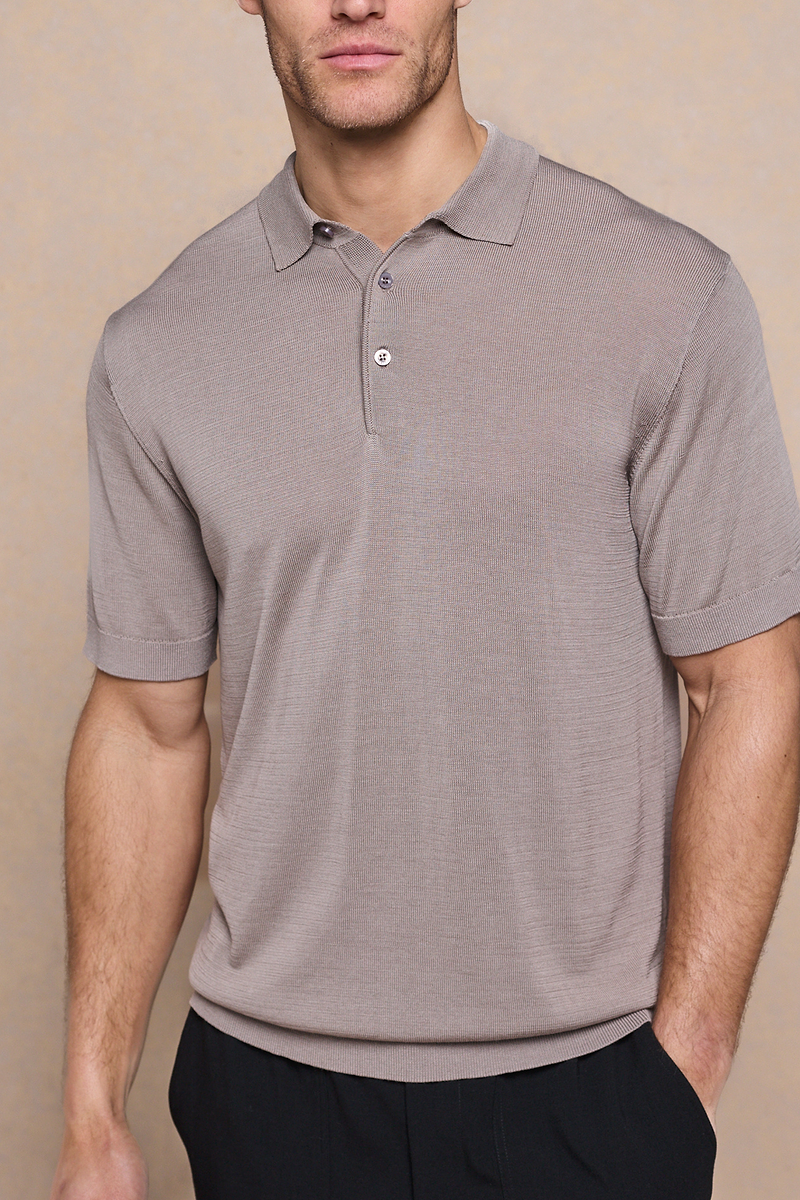 Pablo Half Placket Short Sleeve Knitted Polo - Sand