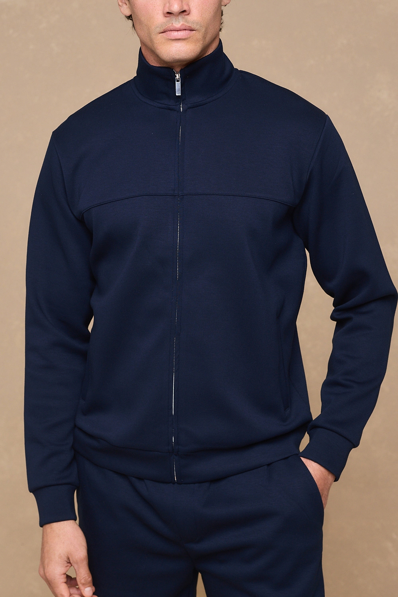 Luxe Zip Through Jacket - Navy