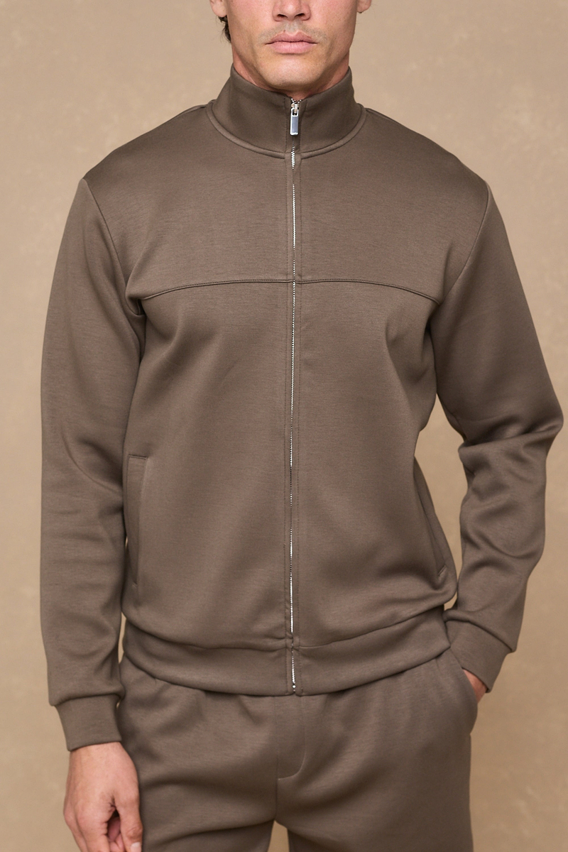 Luxe Zip Through Jacket - Burnt Olive