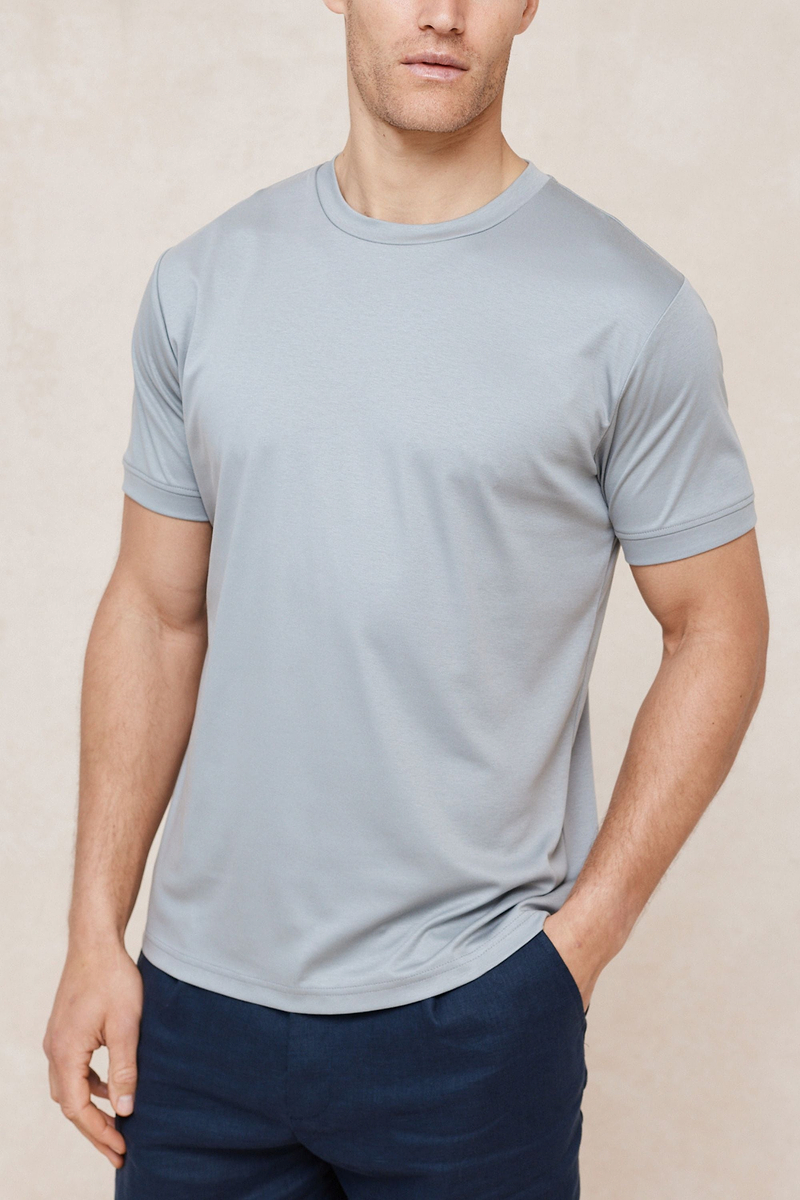 Luxe Mercerised T-Shirt - Light Pewter Blue