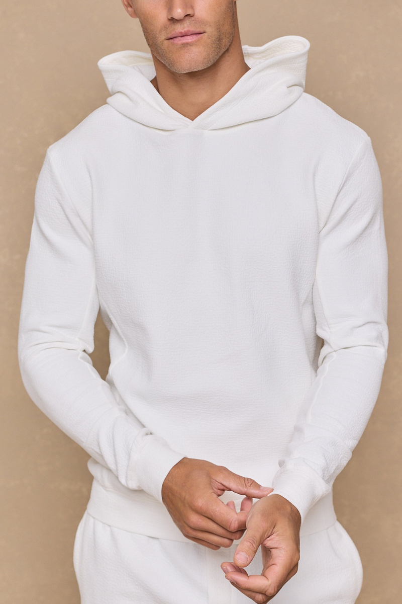 Zarco Crinkled Jersey Hoodie - Ivory