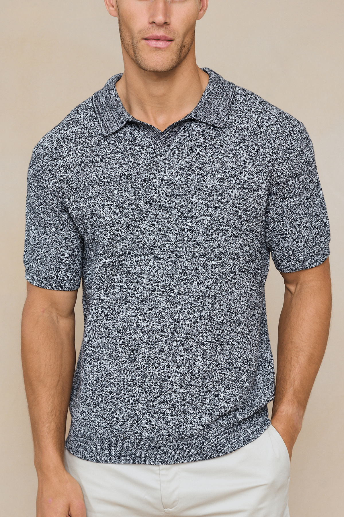 Rapha Cotton Knit Polo - Grey Marl