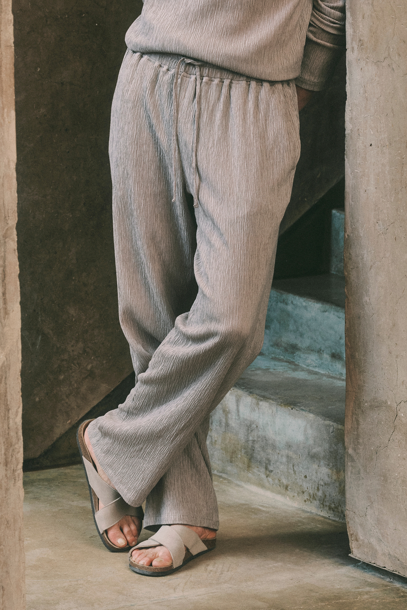Arty Crinkled Elasticated Waistband Trouser - Mushroom