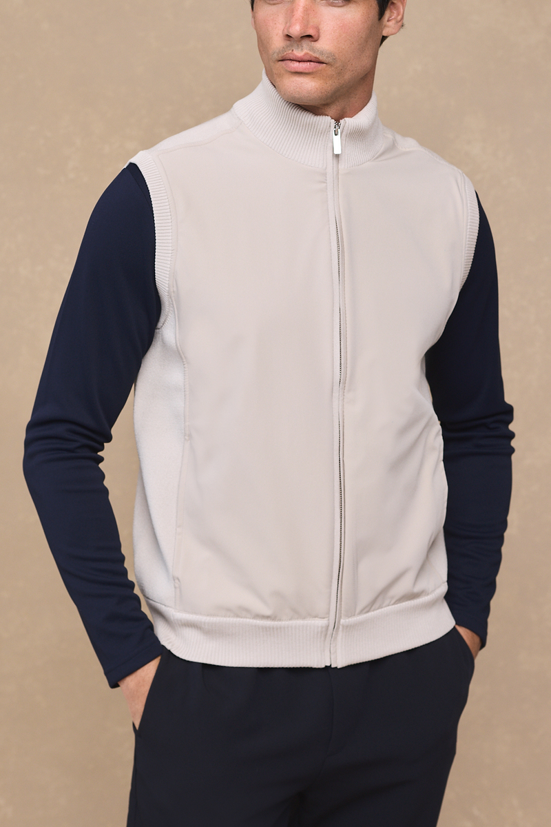 Davi Hybrid Knitted Gilet - Stone