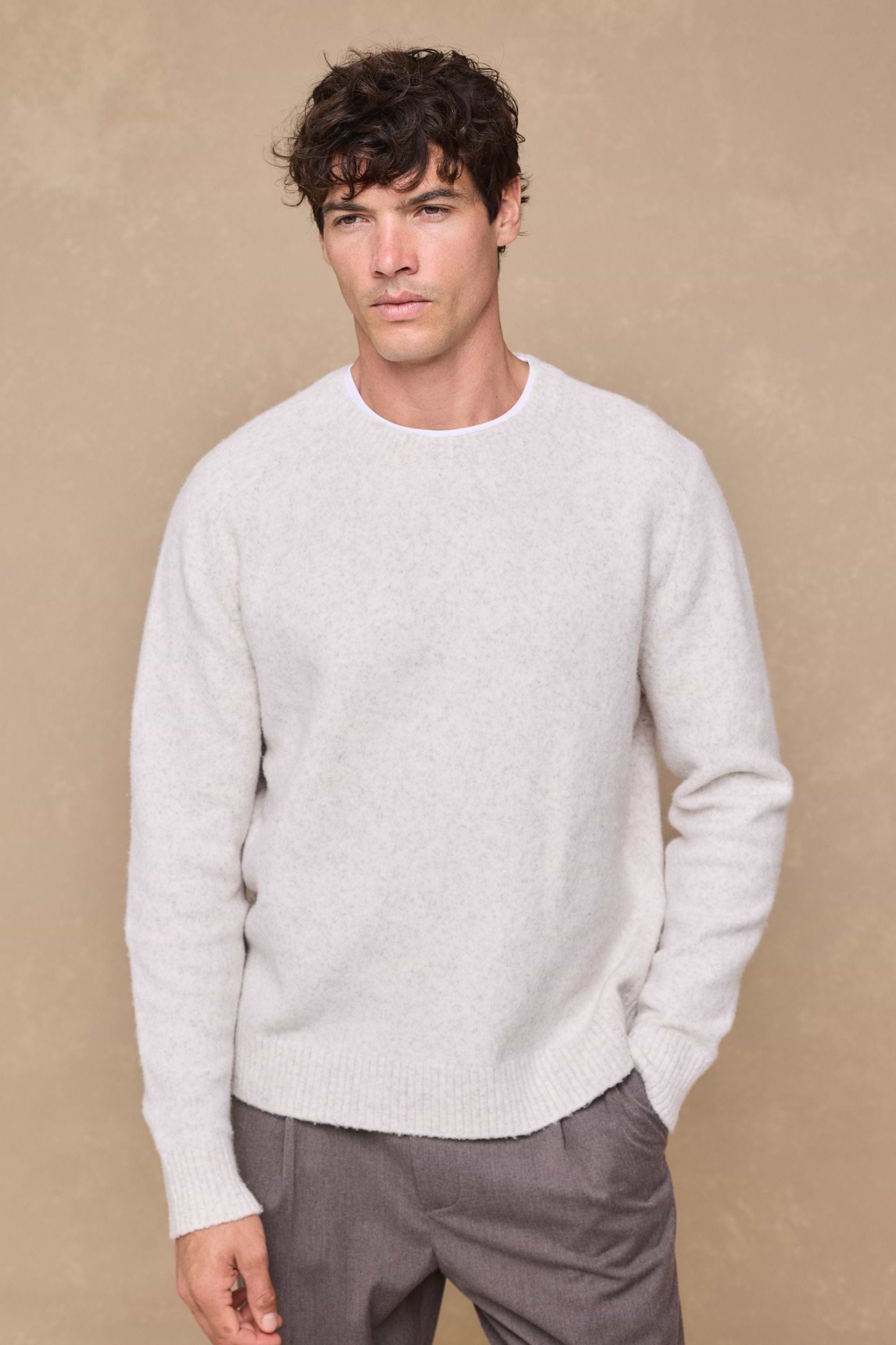 Mikkel Speckled Crew Neck Jumper - Oatmeal