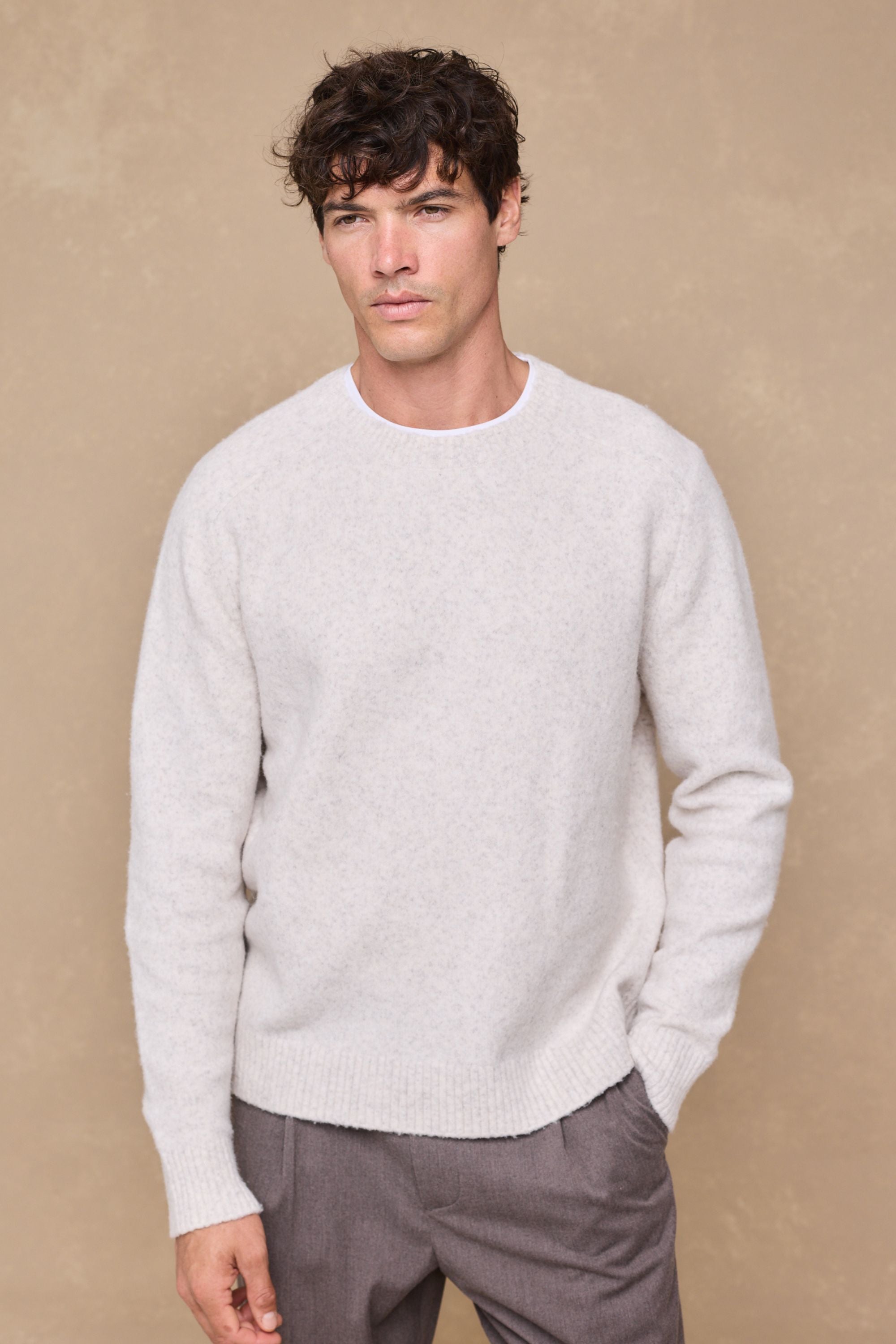 Mikkel Speckled Crew Neck Jumper - Oatmeal