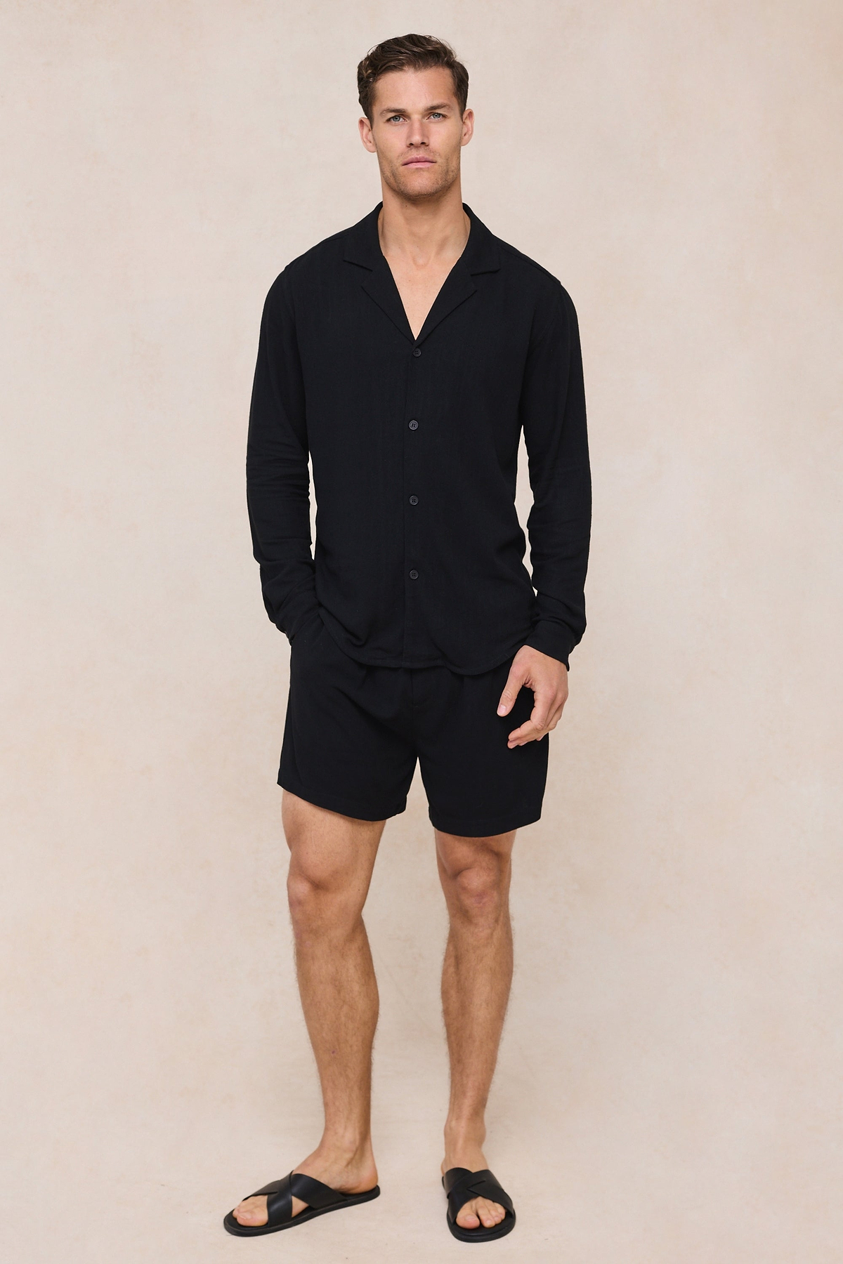 Cami-Shorts aus Leinen - Haferflocken