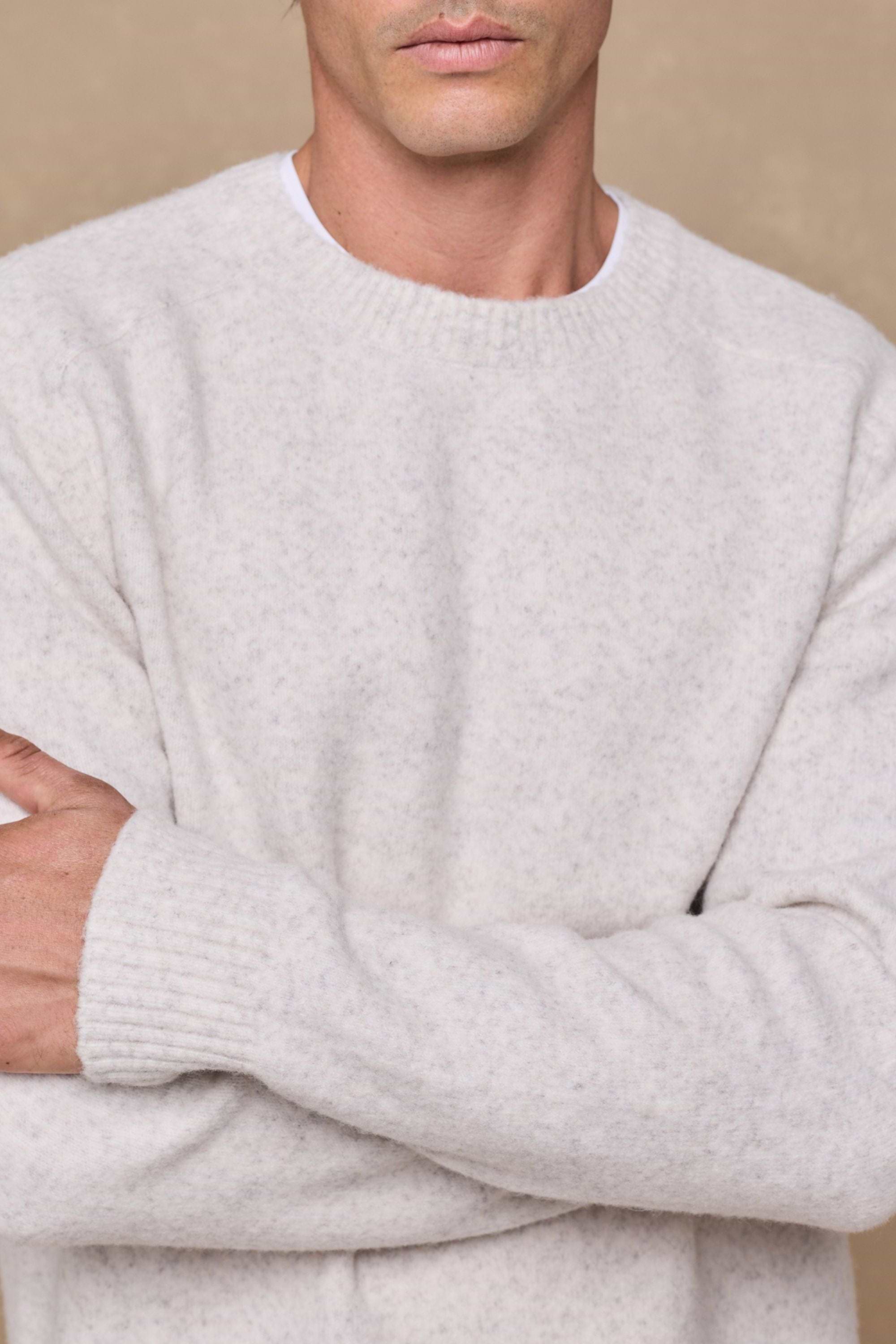 Mikkel Speckled Crew Neck Jumper - Oatmeal