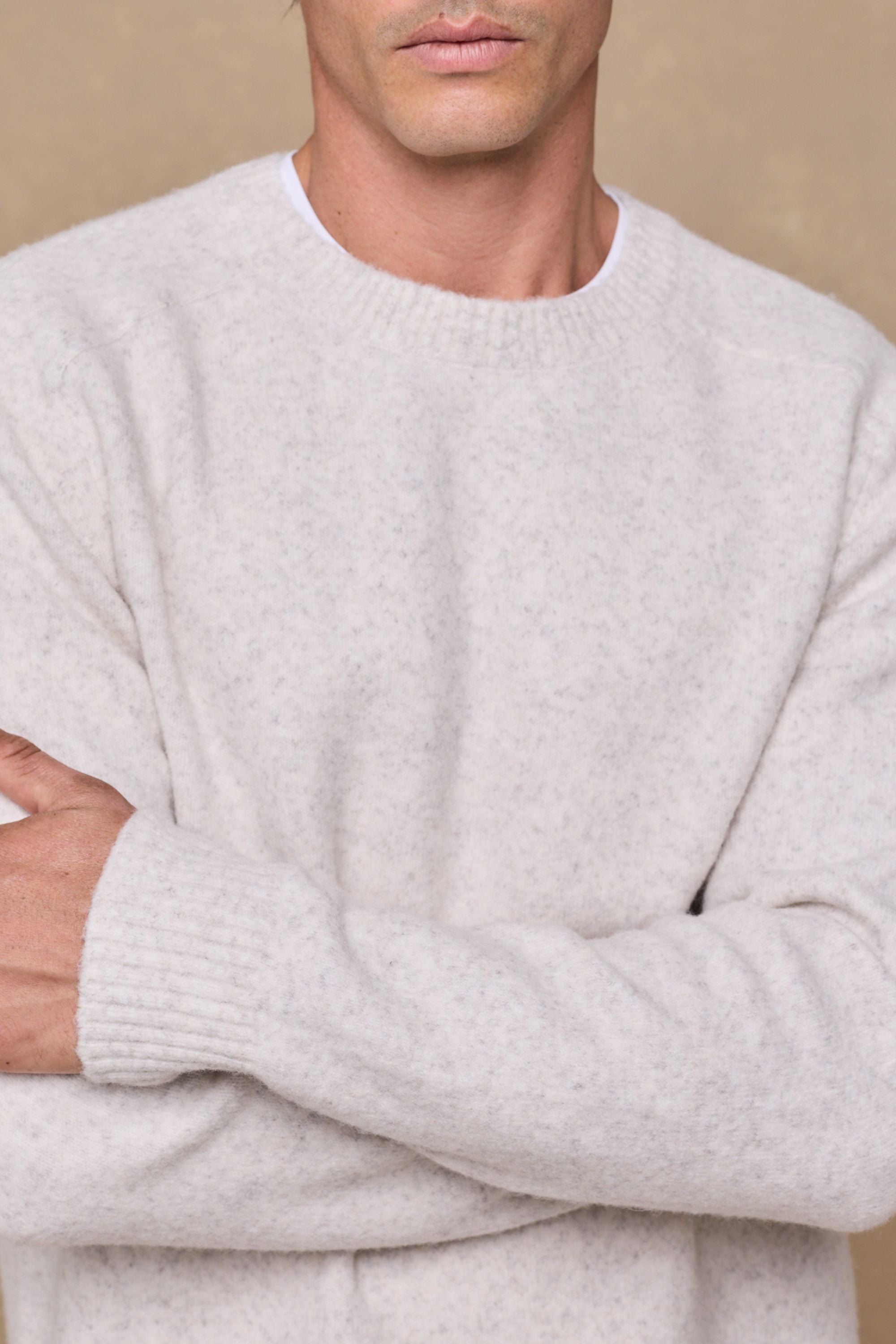 Mikkel Speckled Crew Neck Jumper - Oatmeal