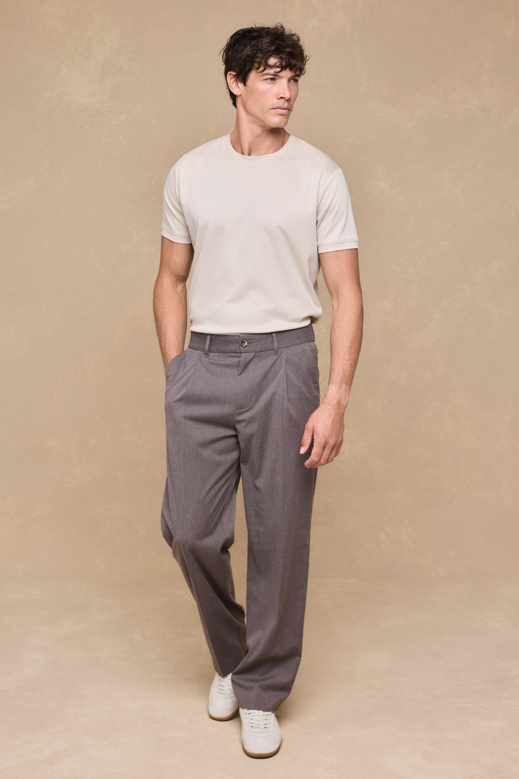 Romeo Tailored Trouser - Taupe Marl