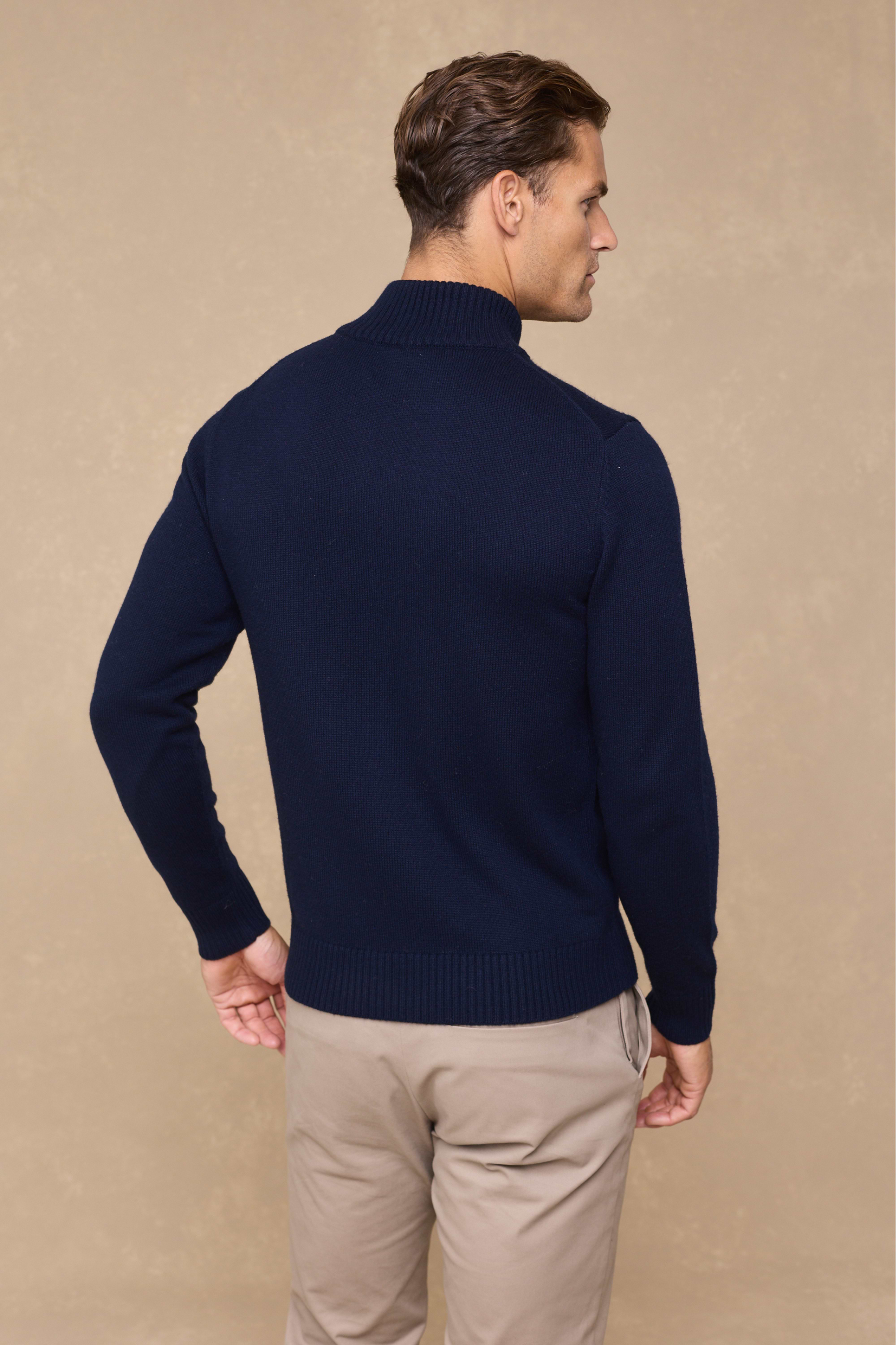 Emil Zip Through Knitted Jacket - Navy