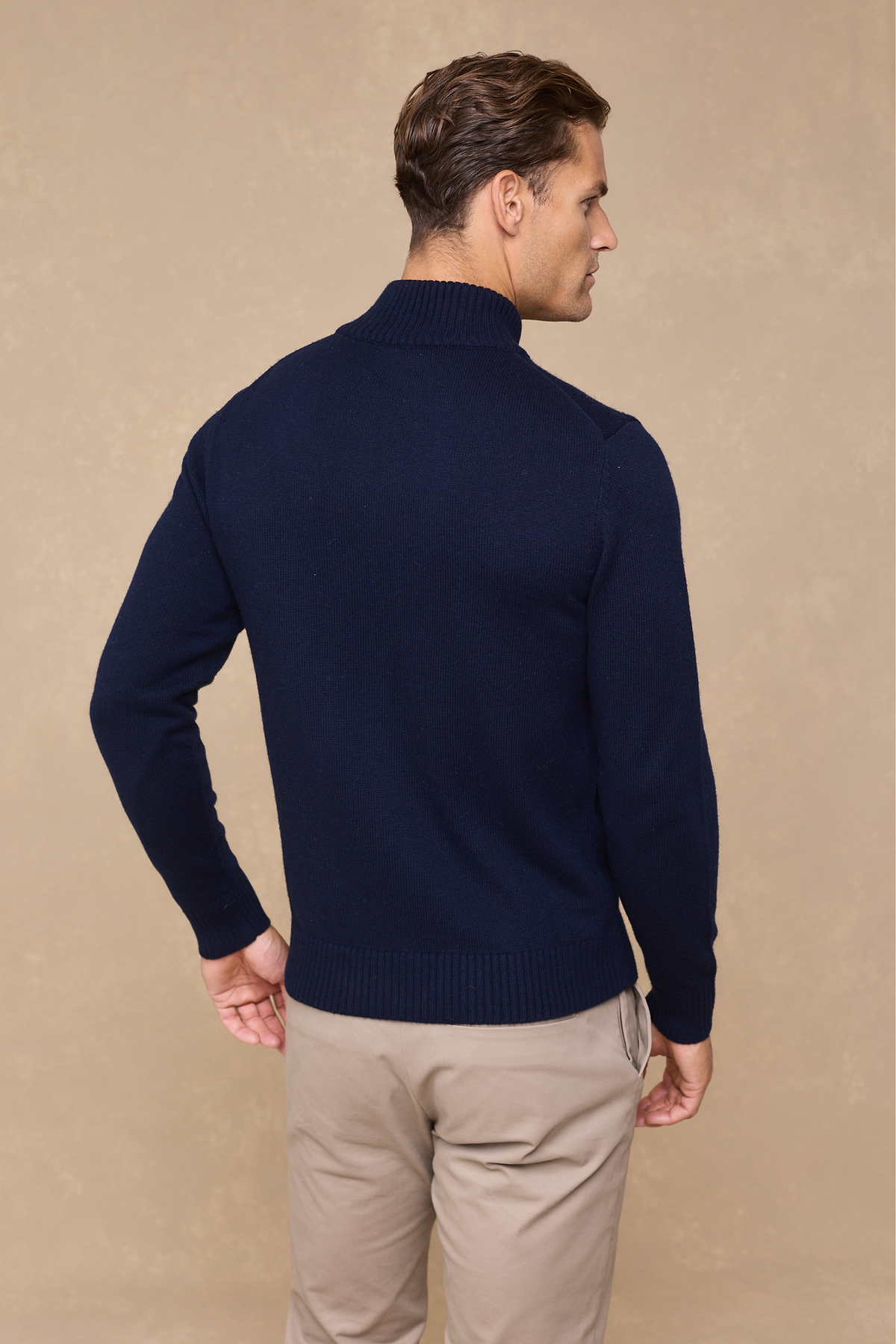 Emil Zip Through Knitted Jacket - Navy