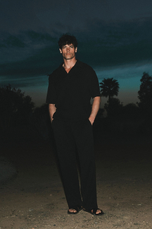 Silvano Crinkled Relaxed Trouser - Black